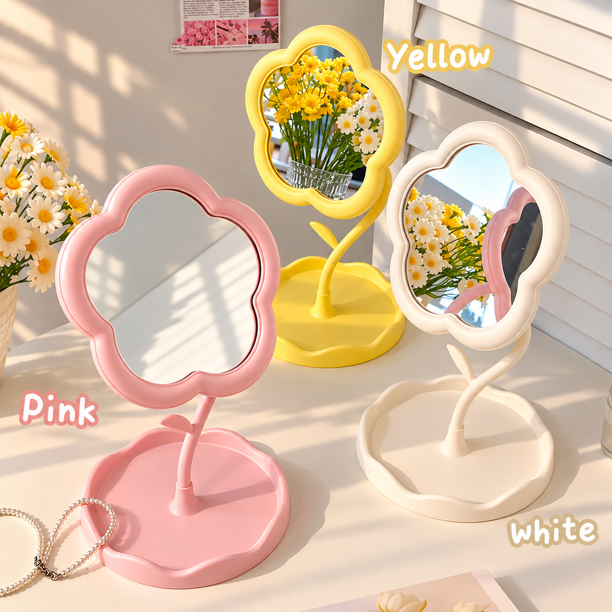 Daisy Bloom Desktop Mirror